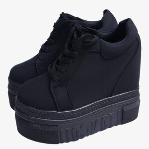 NEW Platform Wedge Sneakers - Black Heel Sneaker Shoes